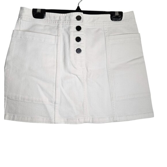 Theory Womens Off White Button Fly  Denim Mini Skirt Size 29 - Picture 1 of 6